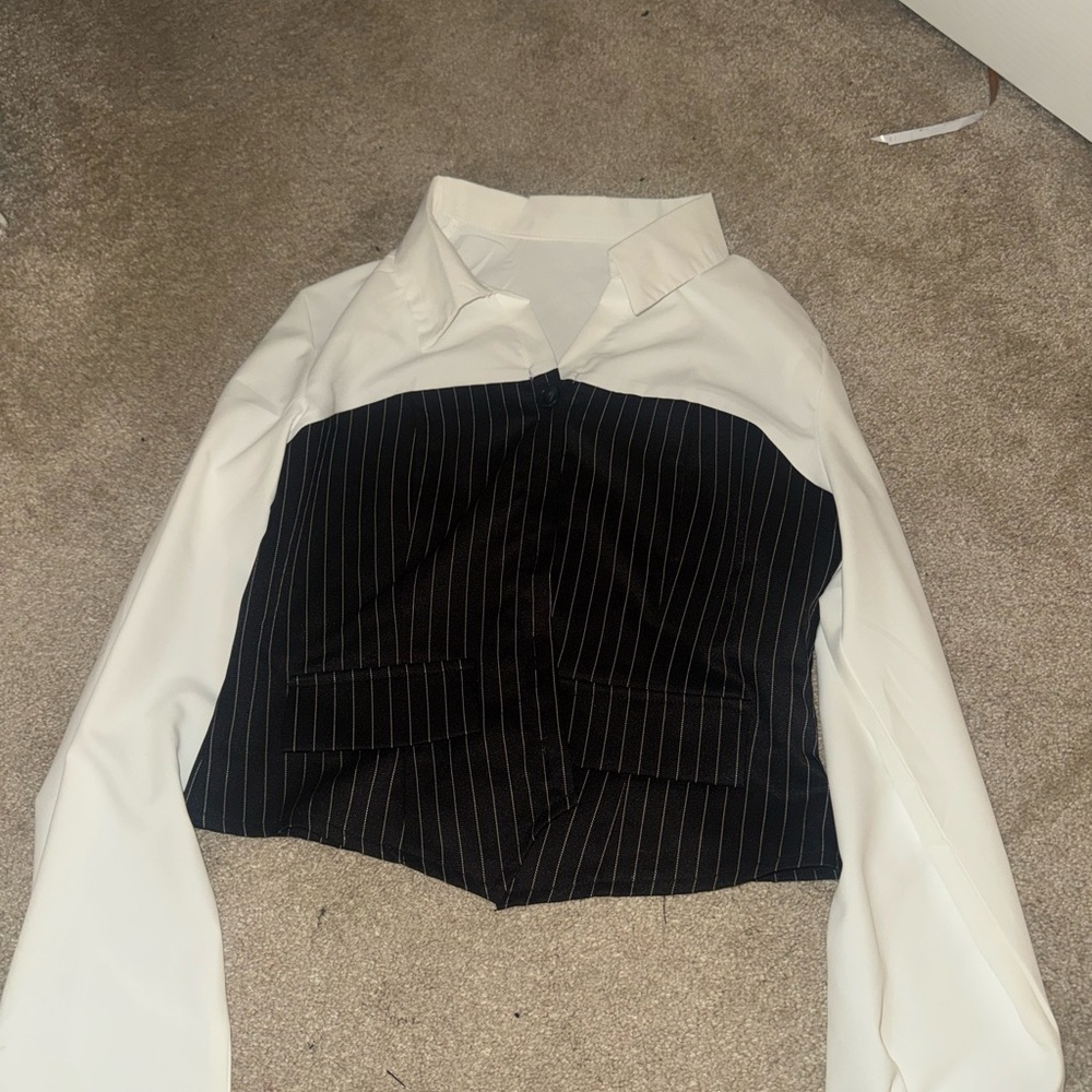 SHEIN Black and White Button Down Shirt